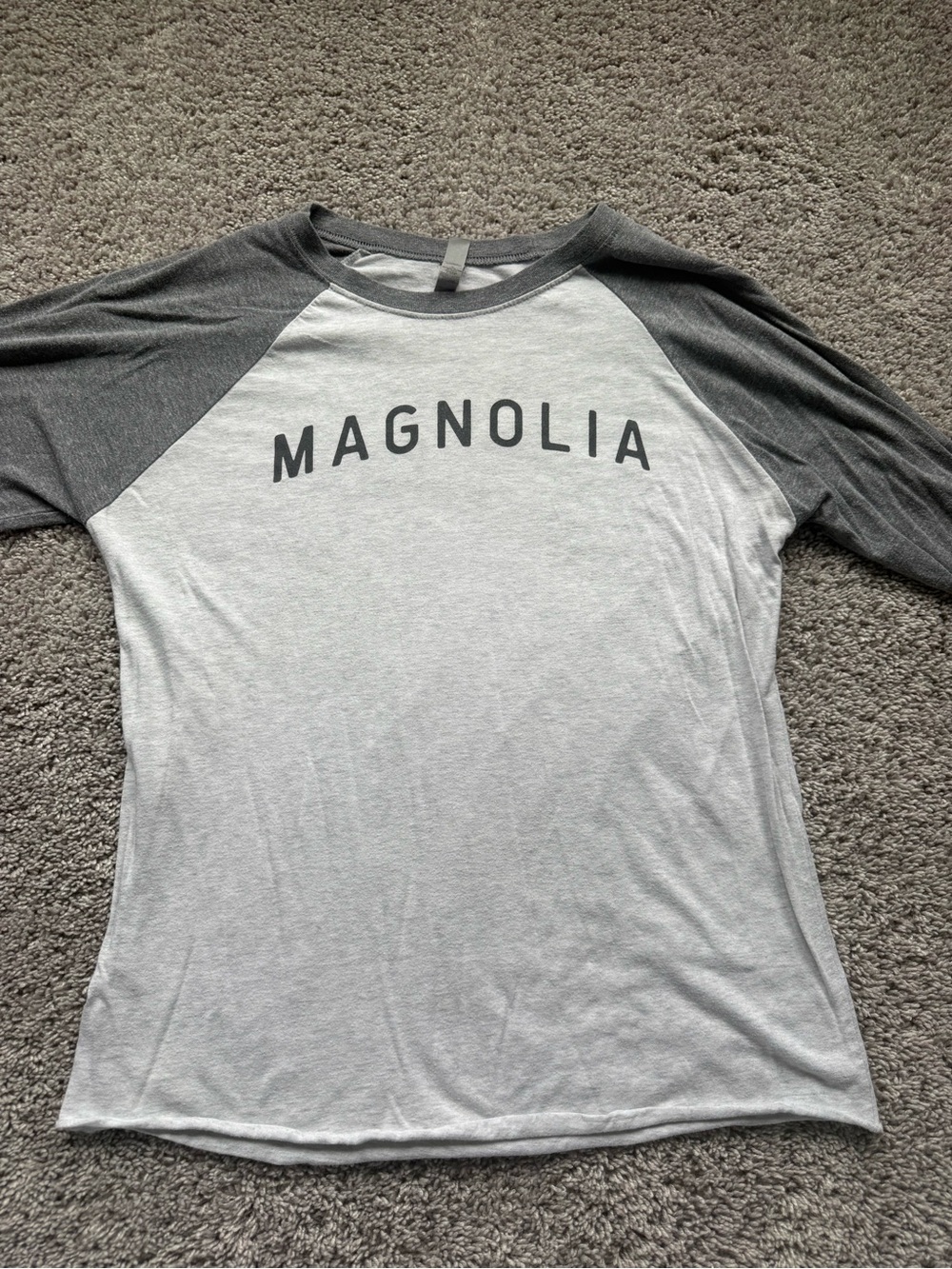 Magnolia Raglan Baseball Tee in Light Gray and Charcoal